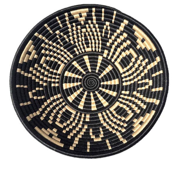 African Basket  Rwanda  Woven Basket - Brown & Black