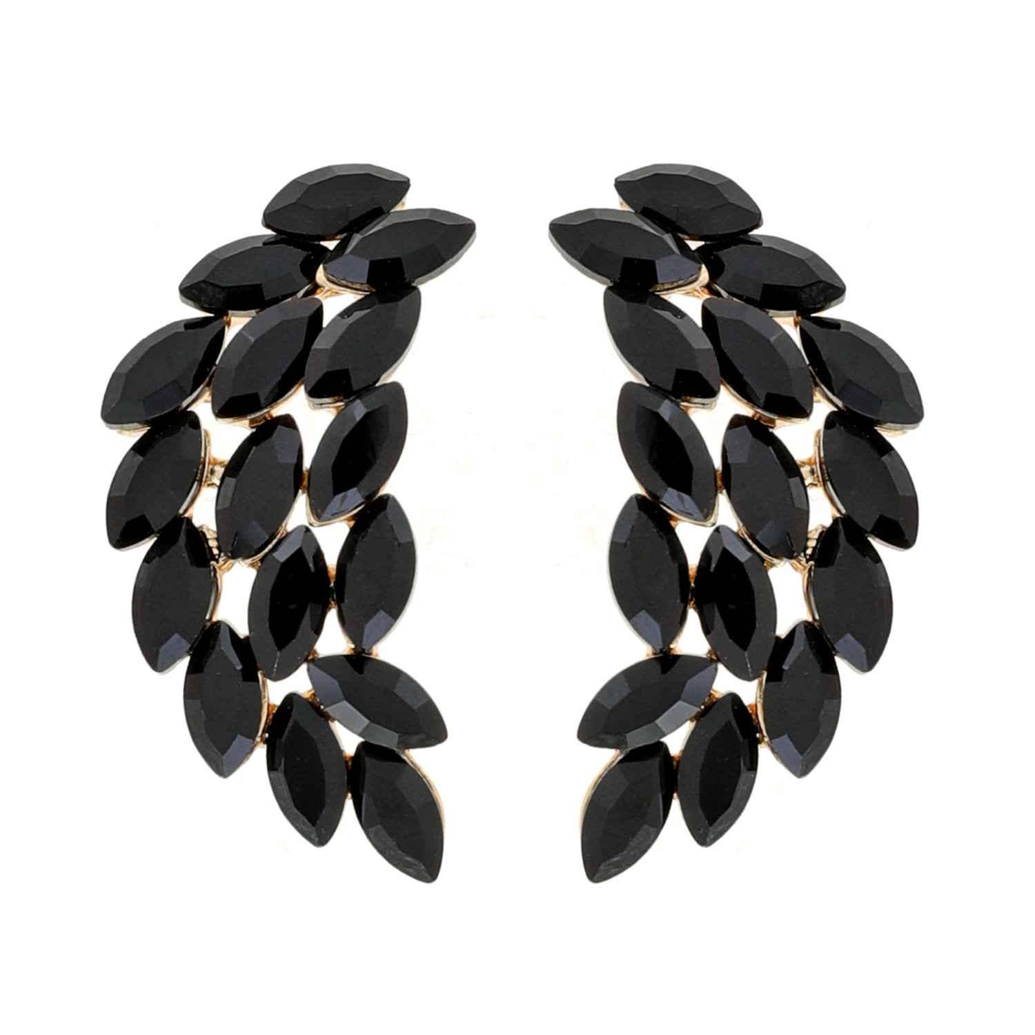 Marquise Gem Leaf Cluster Wing Earrings