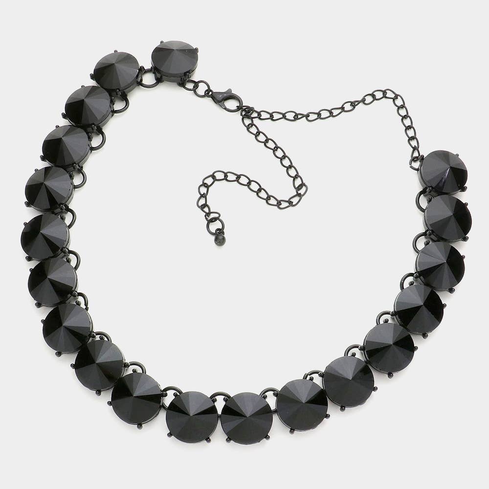 Round Stone Link Evening Necklace