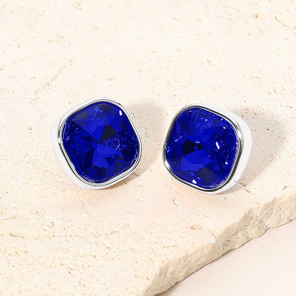 Square Cut Gem Evening Stud Earrings