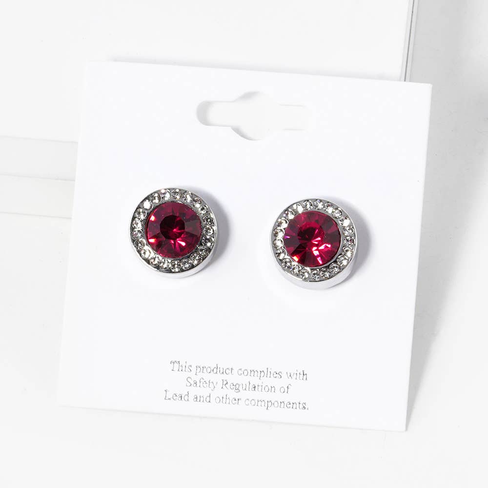 Round Crystal Halo Stud Earrings