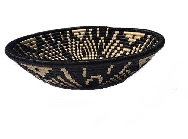 African Basket  Rwanda  Woven Basket - Brown & Black