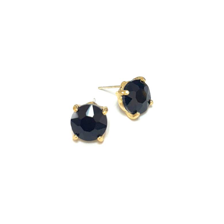 Sterling Silver S925 Post Round Glass Stud Earrings 10mm