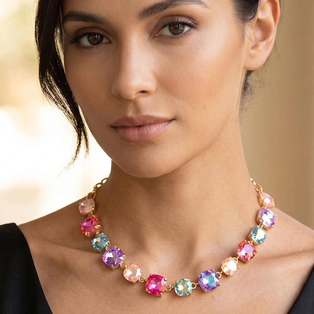 Cushion Square Stone Link Evening Necklace