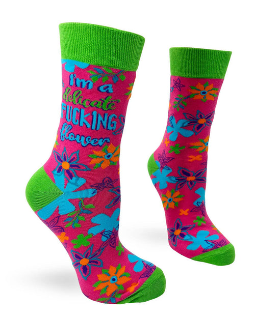 8624. I'm a Delicate F..king Flower Ladies' Crew Socks