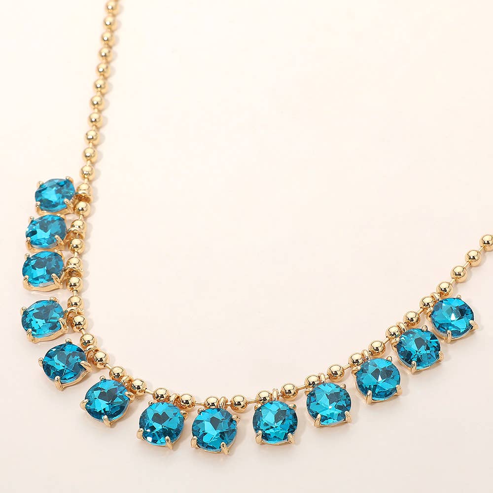 Cushion Teardrop Round Stone Link Evening Necklace