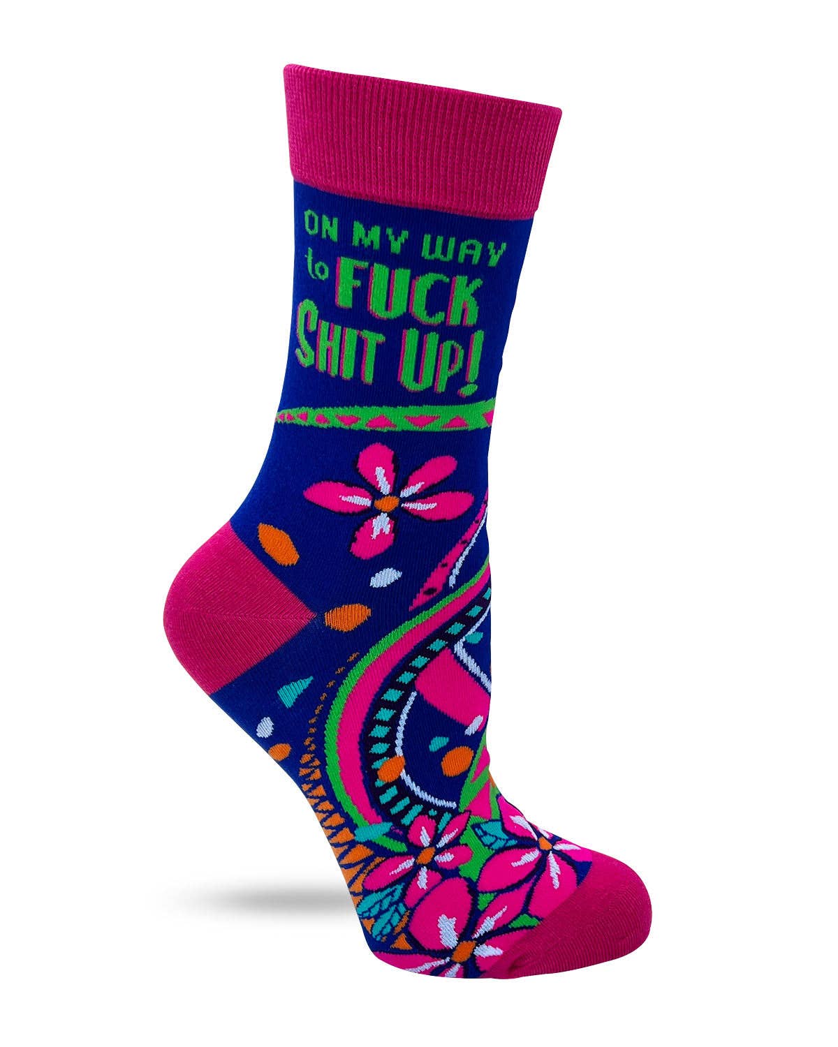 8607. On My Way to Fuck Shit Up Women's Crew Socks