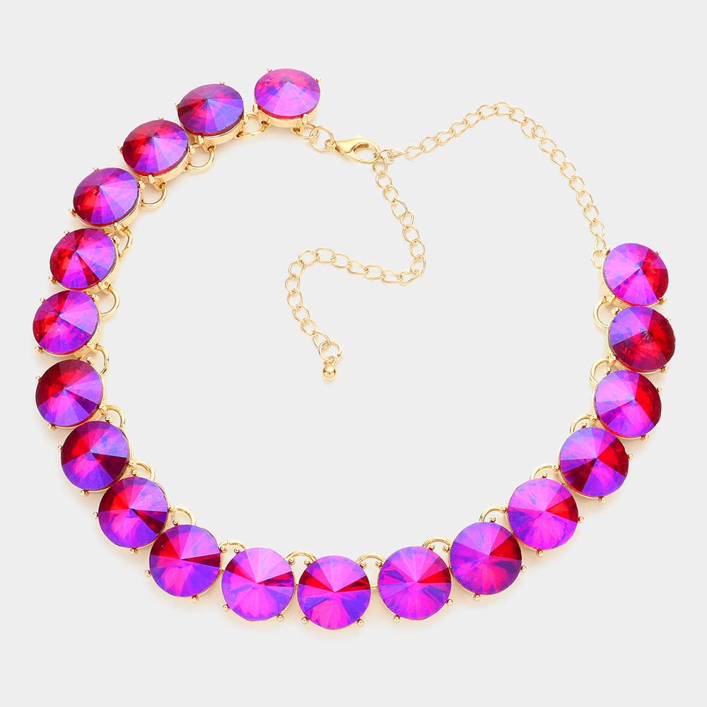 Round Stone Link Evening Necklace