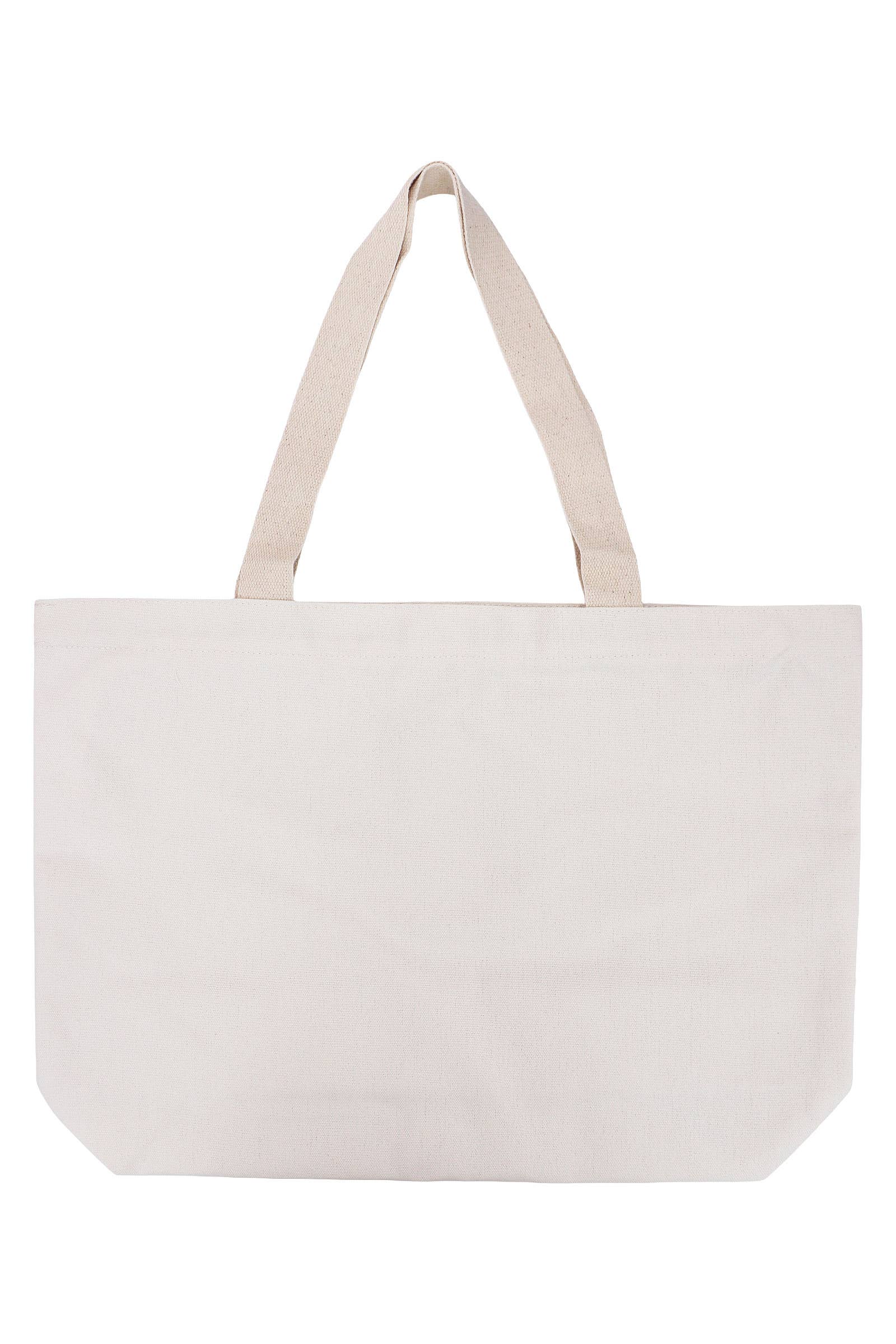 6206. Plain Blank Versatile Zippered Wide Canvas Tote Bag