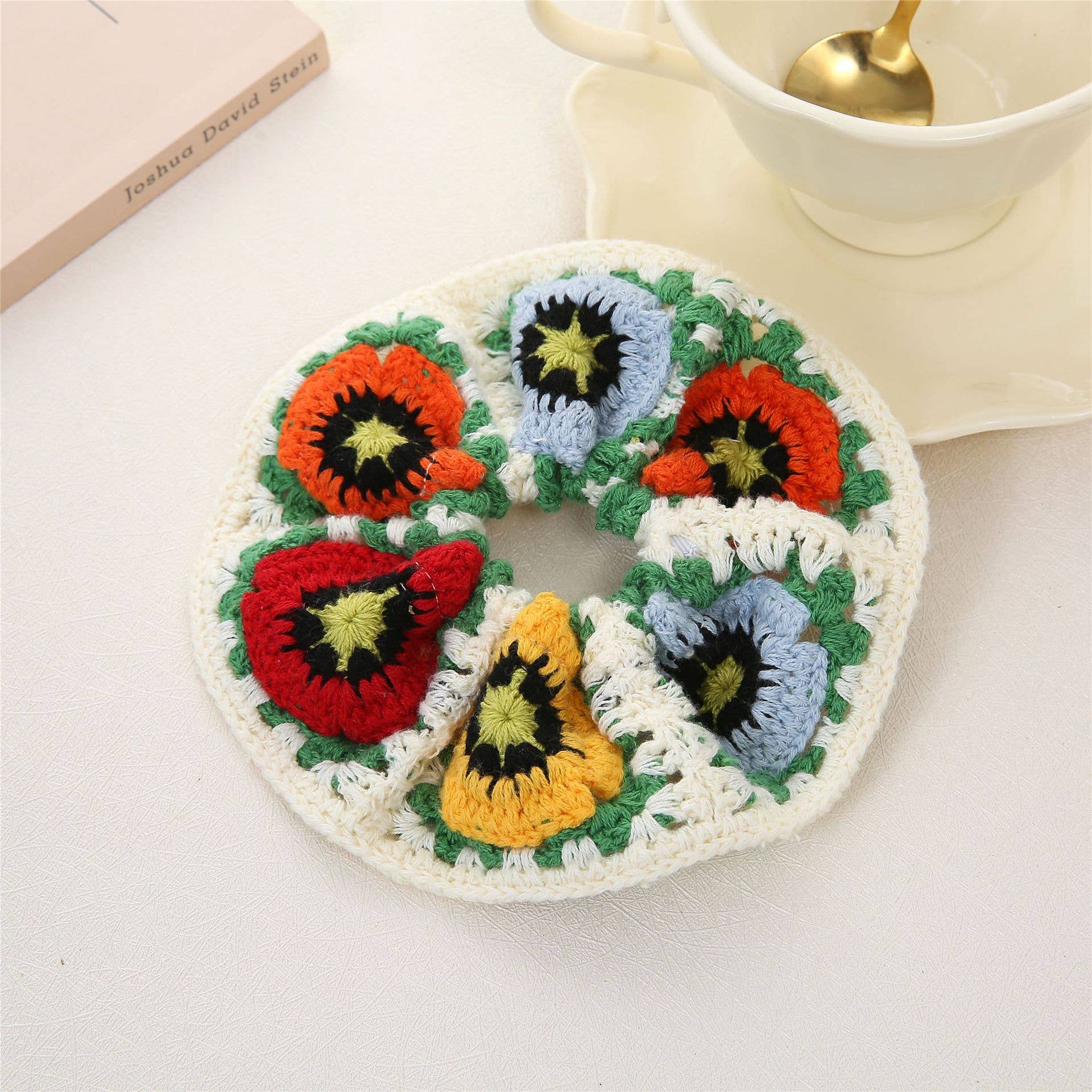 Bohemian Hand-knitted Crochet Flower & Fruit Hair Tie