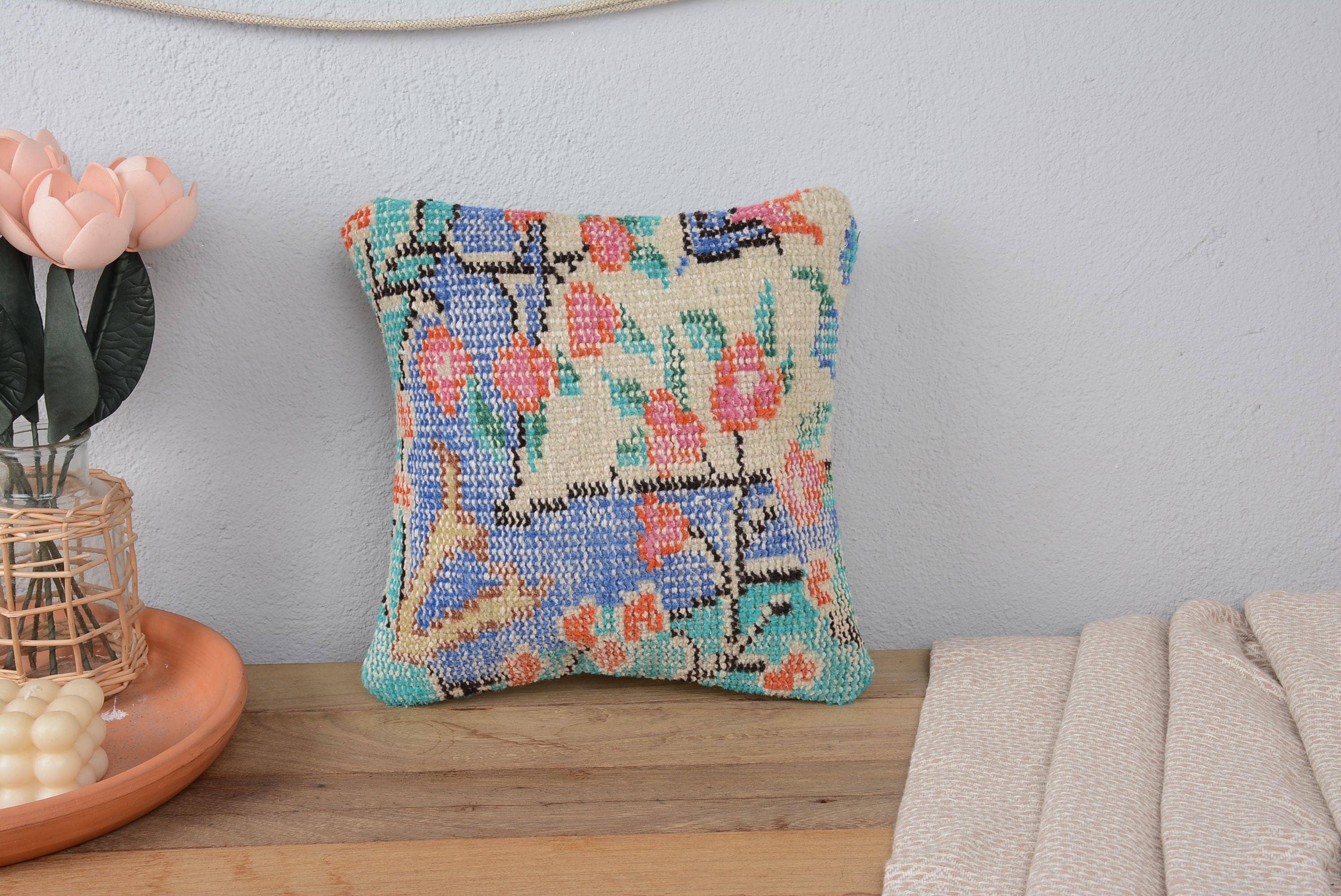 Vintage Boho Kilim Pillow Hand Knotted Cushion Sham