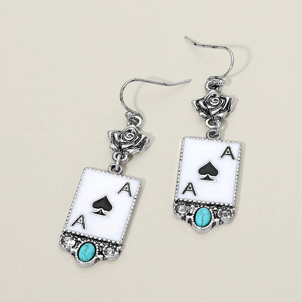 Vintage Boho Playing Card Drop Earrings