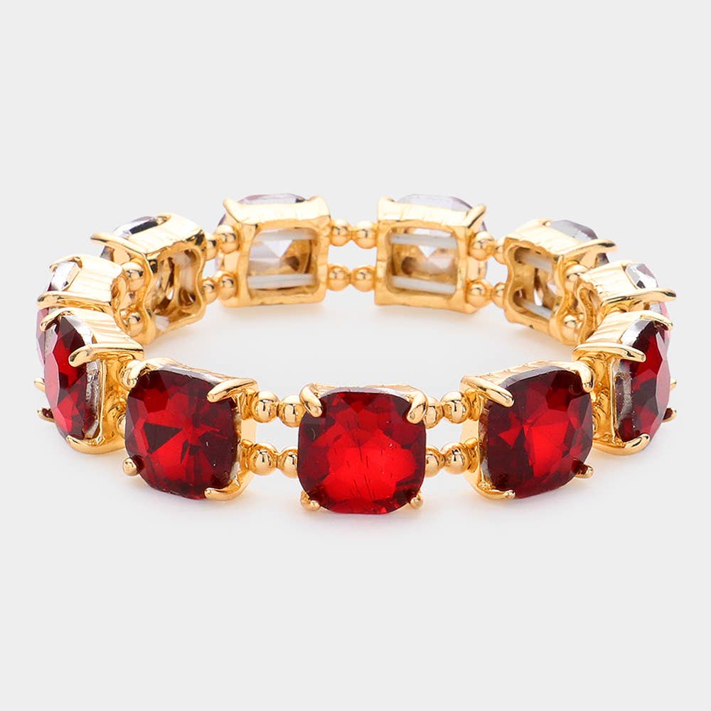 Cushion Square Stone Stretch Evening Bracelet
