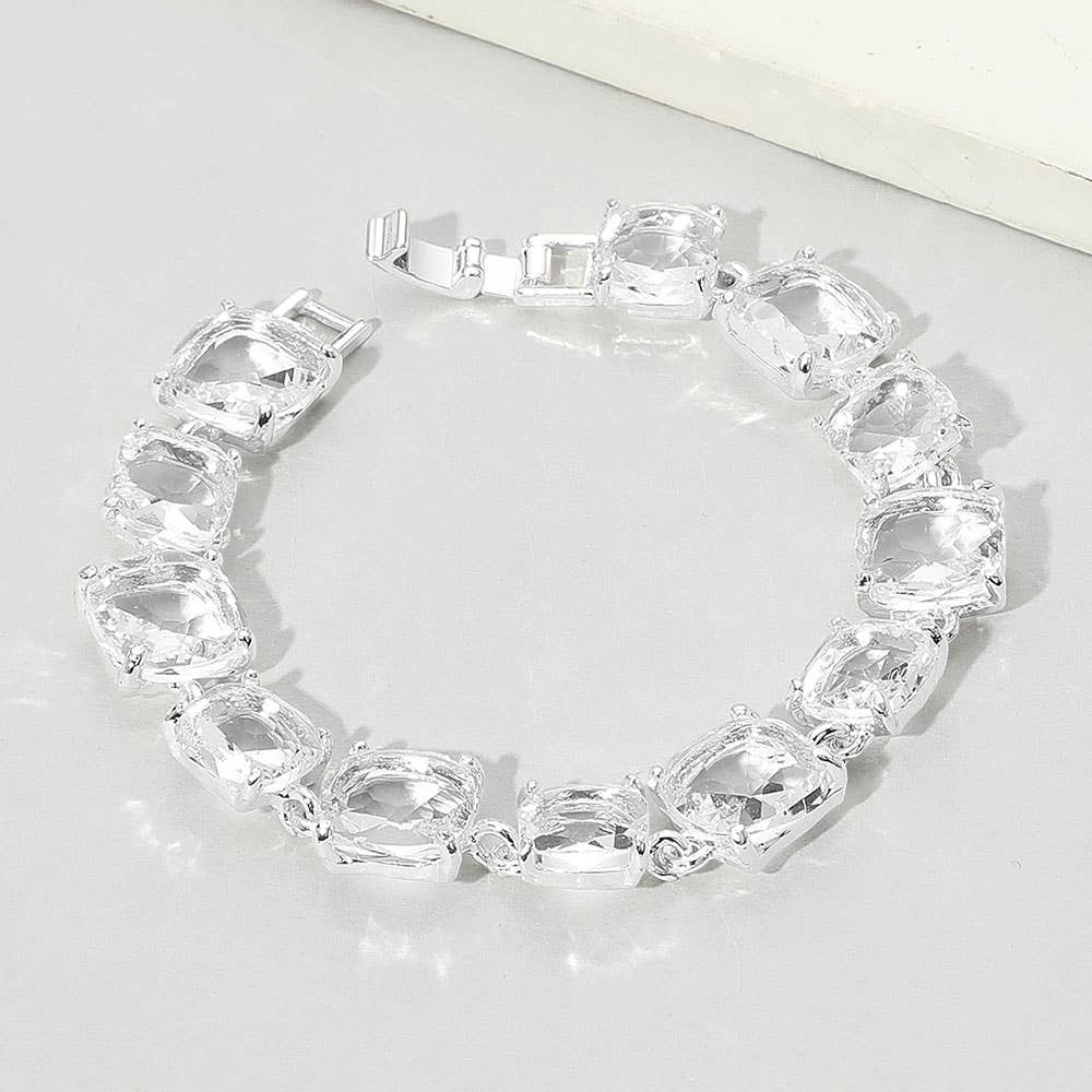 Cushion Square Stone Link Evening Bracelet