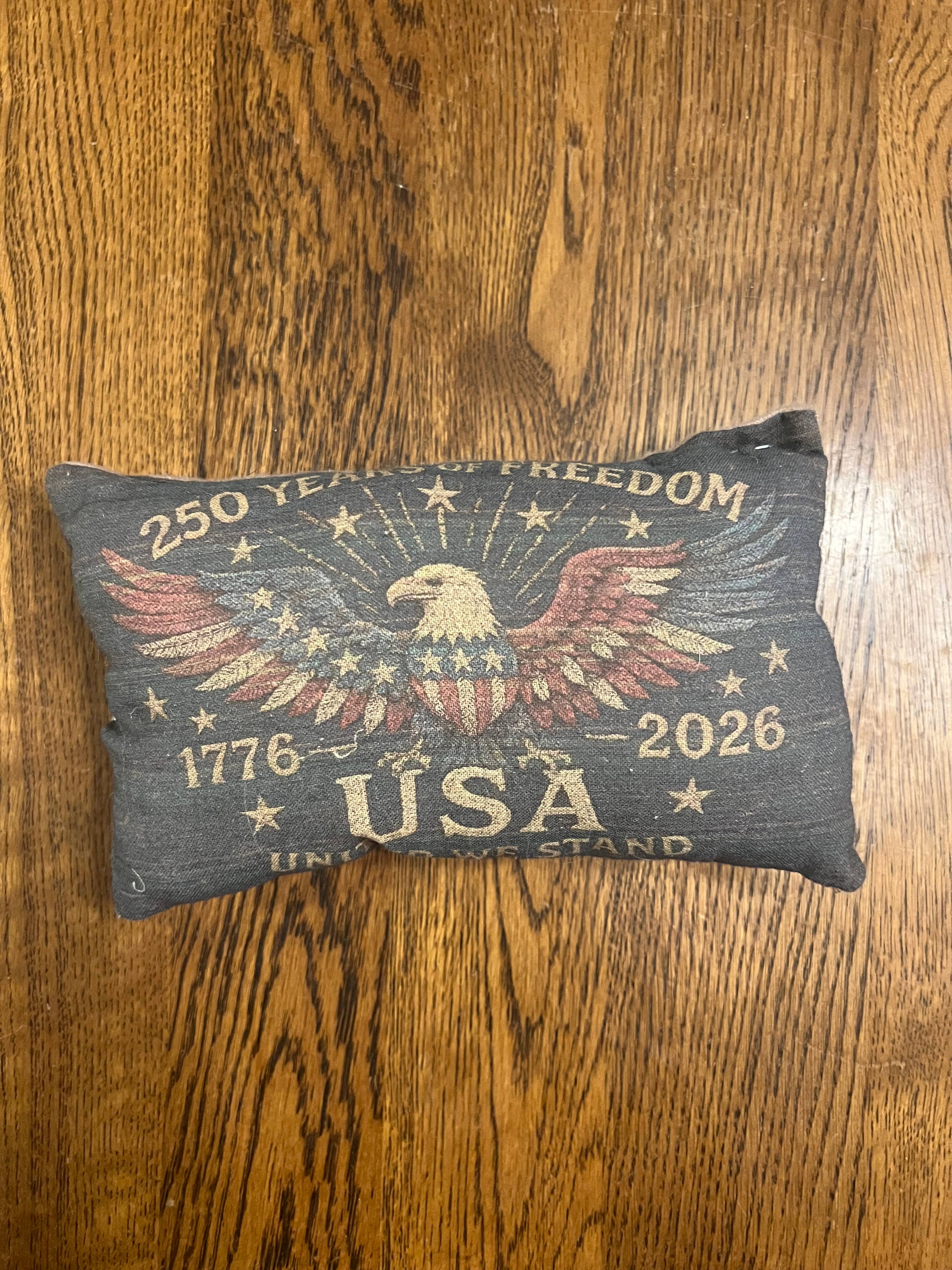 6360. Primitive handmade Printed Americana 5x7" stuffed pillows