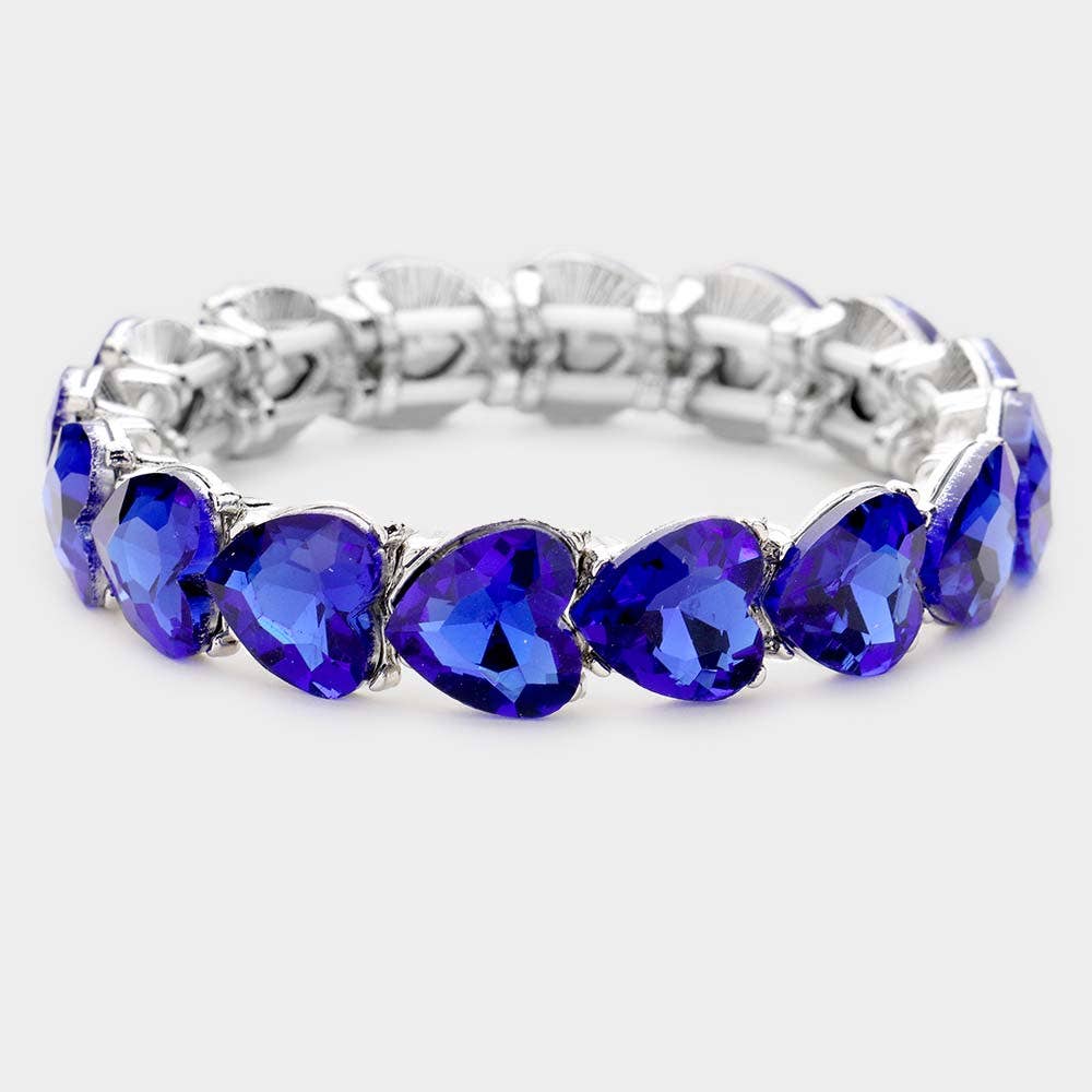 Heart Crystal Stretch Evening Bracelet