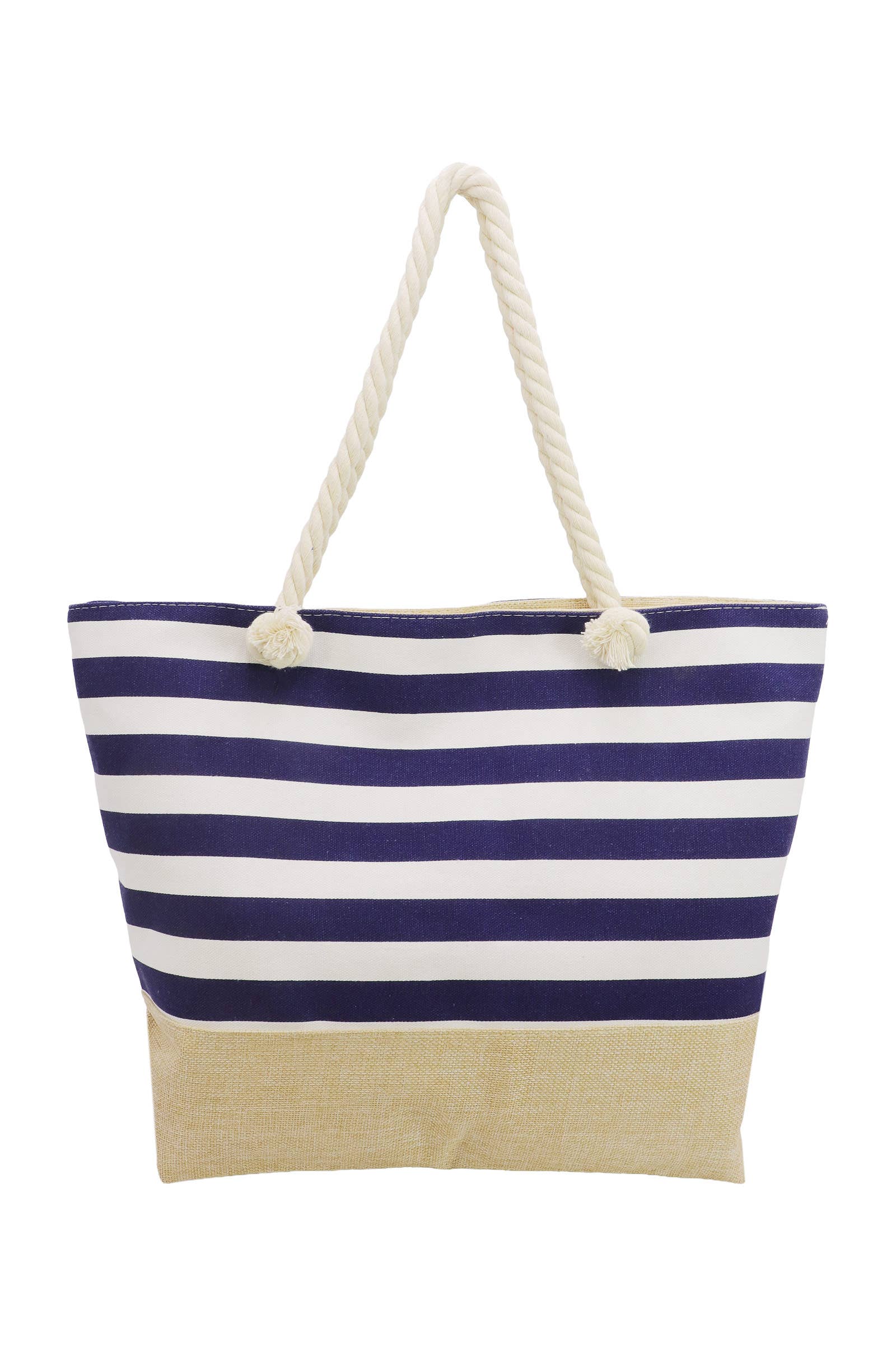6208. Nautical Harbor Stripe Rope Handle Tote Bag