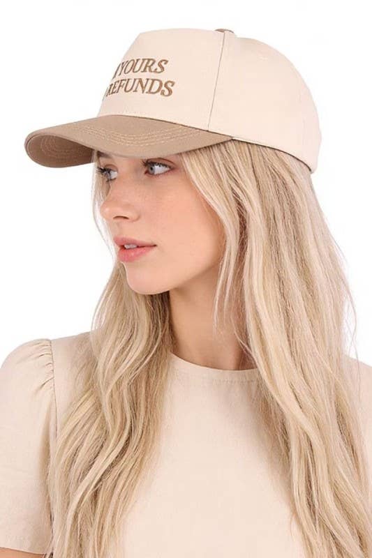 I'm Yours No Refunds Two Tone Canvas Cotton Cap