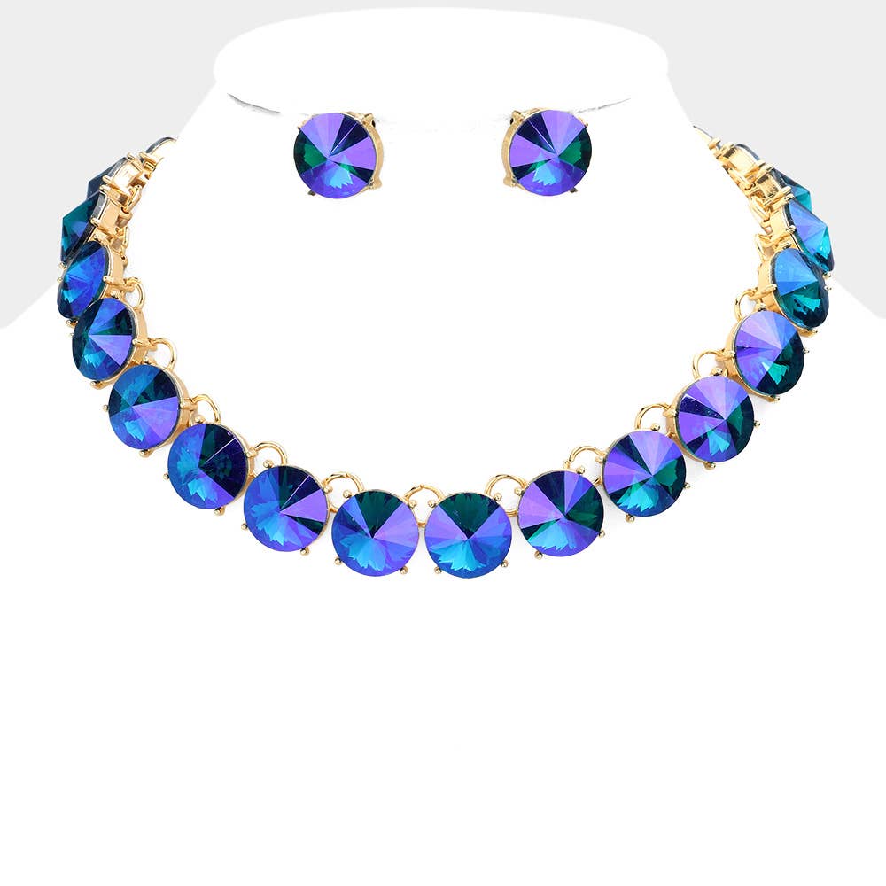 Round Stone Link Evening Necklace