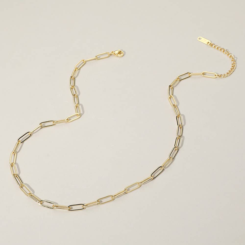 Stainless Steel 14K Gold Plated Paperclip Chain Necklace