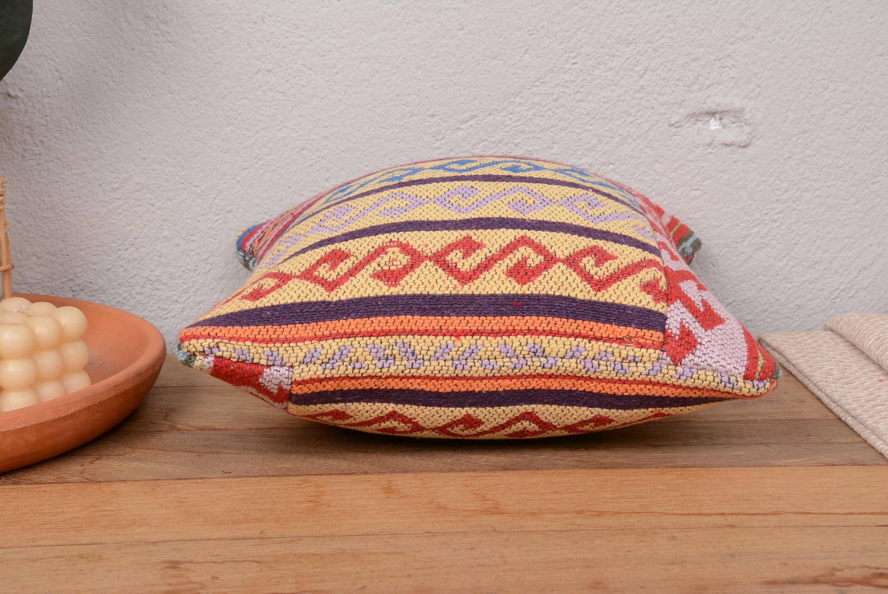 Antique Boho Turkish Kilim Pillow Sham Cover 12x12