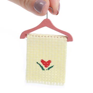 8325. Miniature  Hand Towel on Painted Wood Hanger