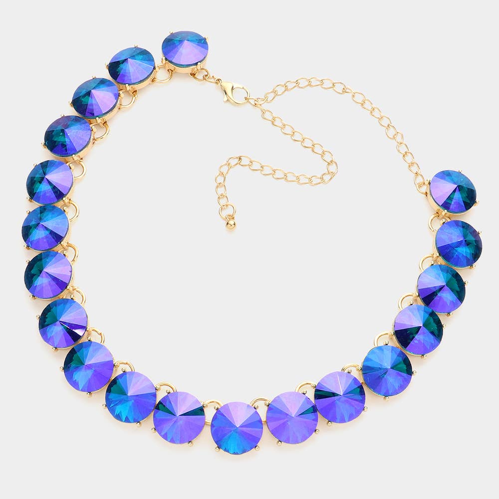 Round Stone Link Evening Necklace