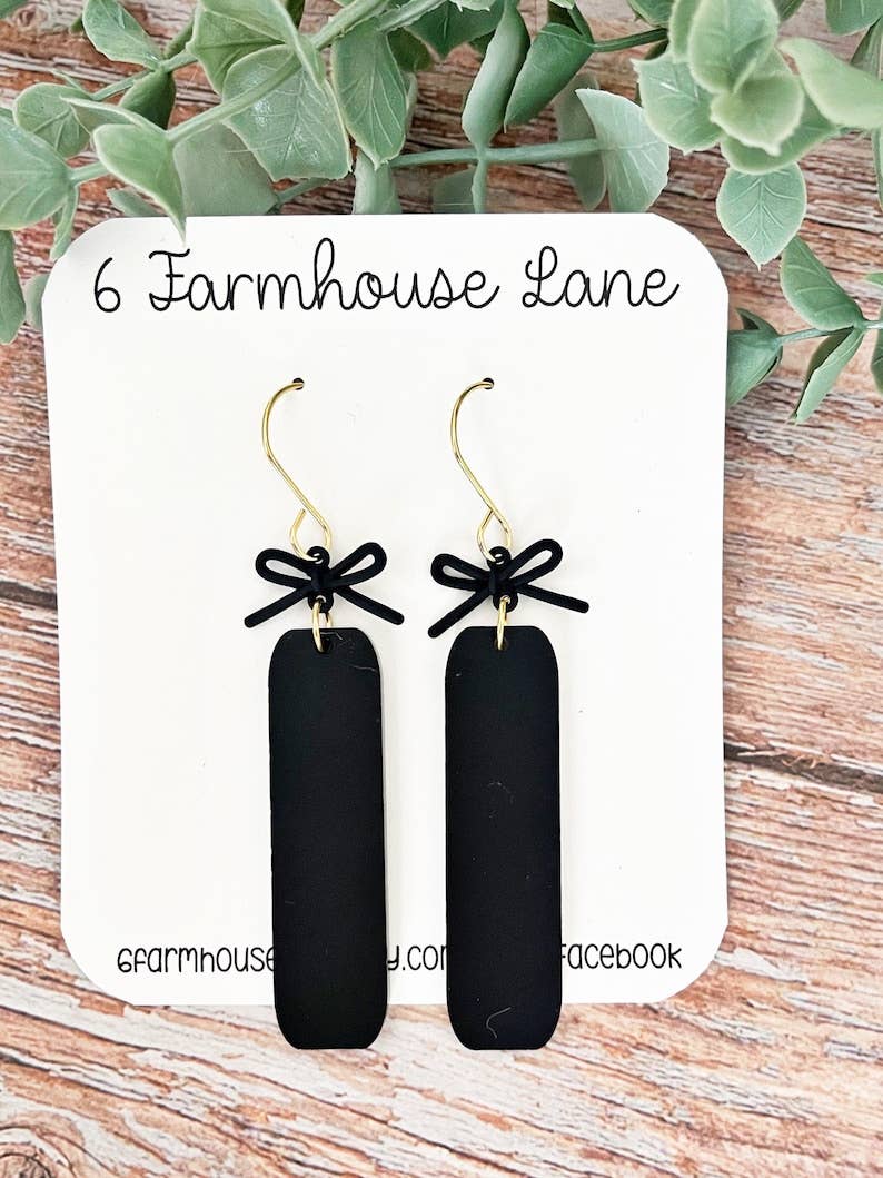 4187. Matte Black Dangle Earrings: Game Day School Spirit