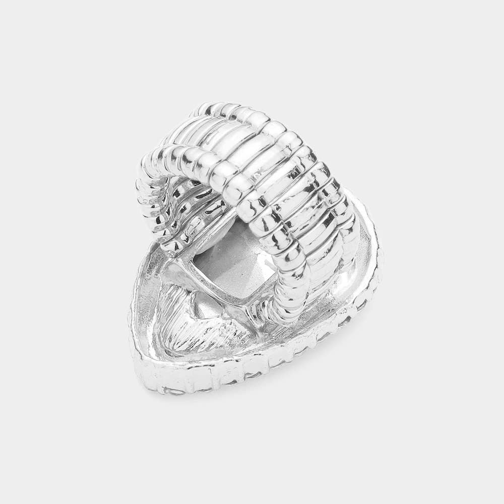 Crystal rhinestone teardrop stretch cocktail ring