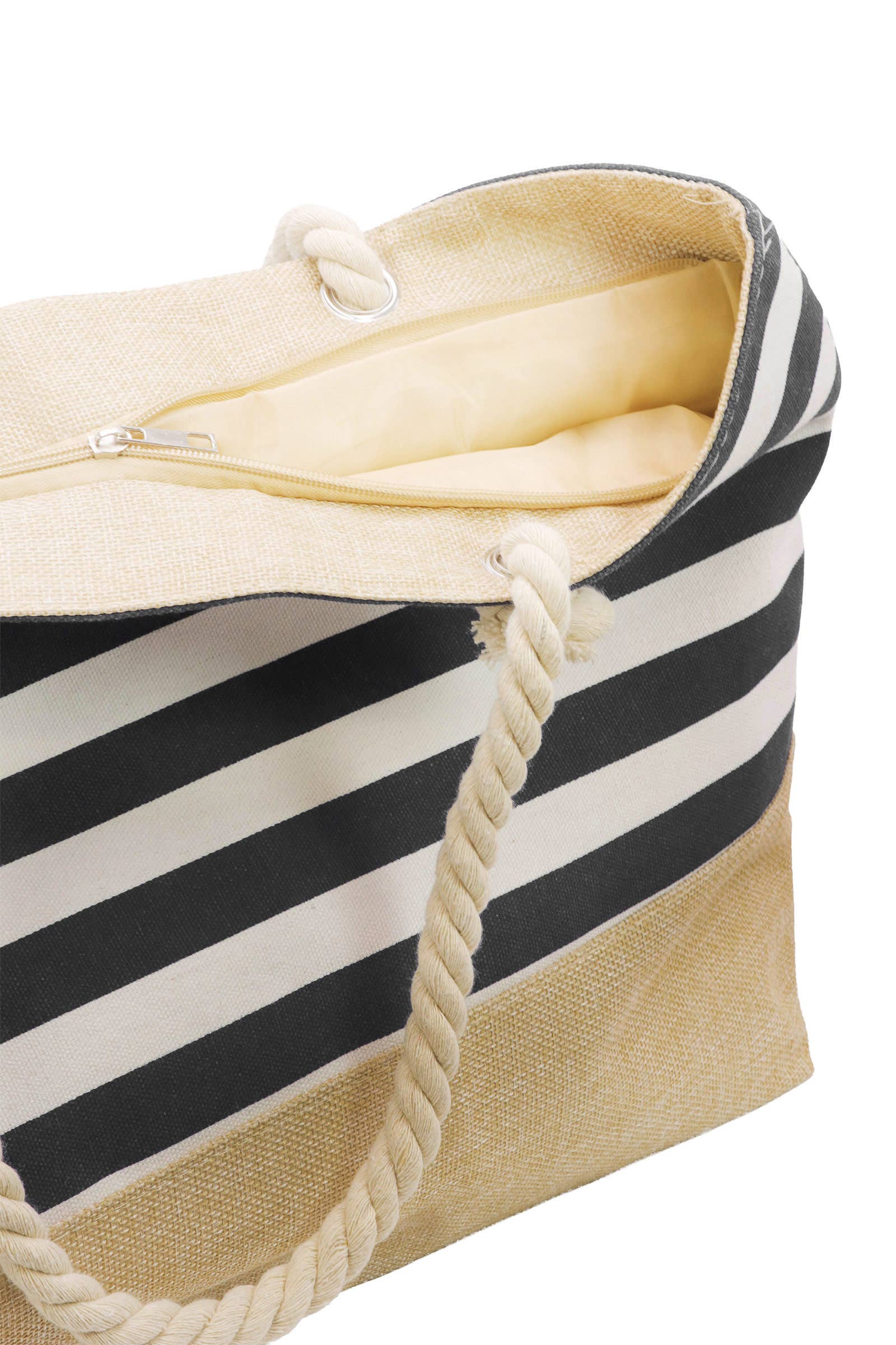 6208. Nautical Harbor Stripe Rope Handle Tote Bag