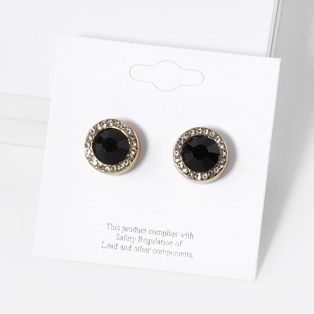 Round Crystal Halo Stud Earrings