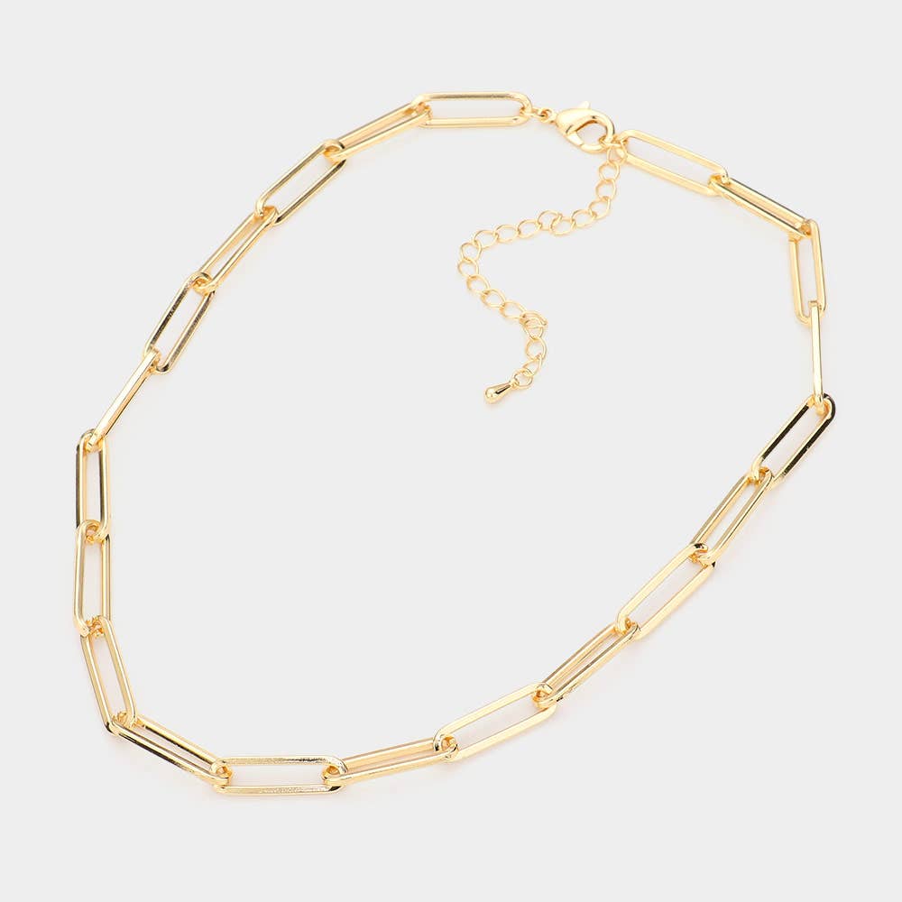 Open Metal Oval Link Necklace