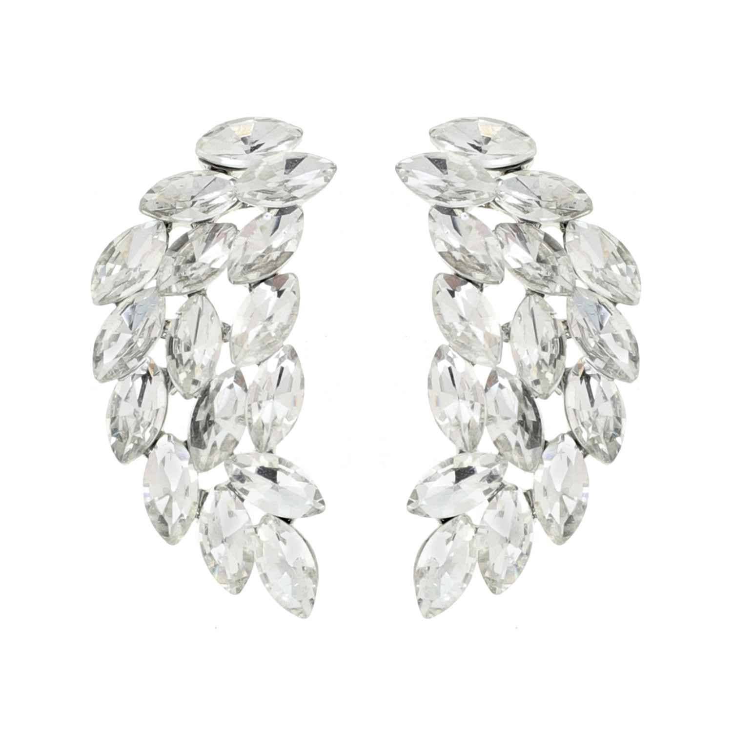 Marquise Gem Leaf Cluster Wing Earrings