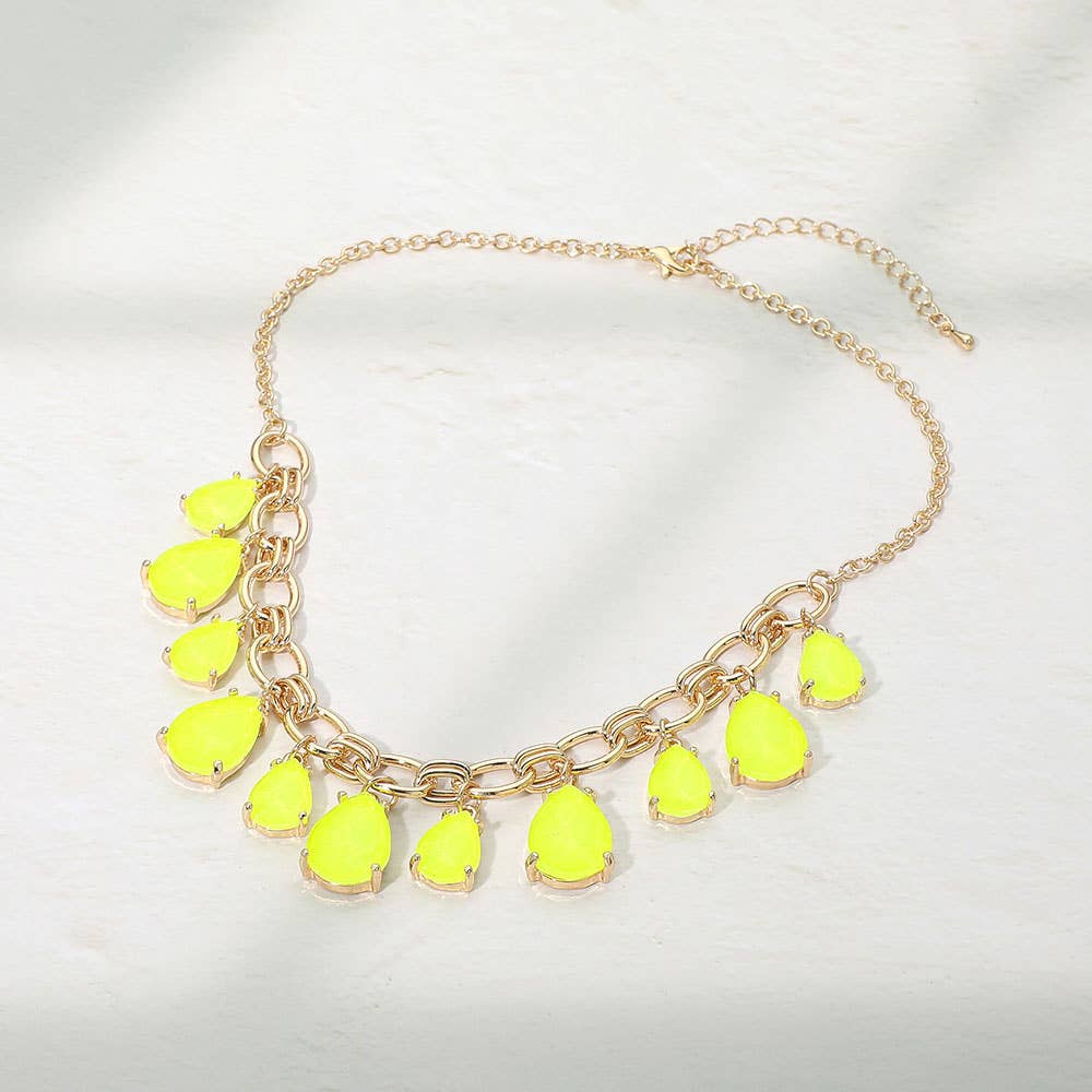 Cushion Teardrop Cluster Drop Station Necklace