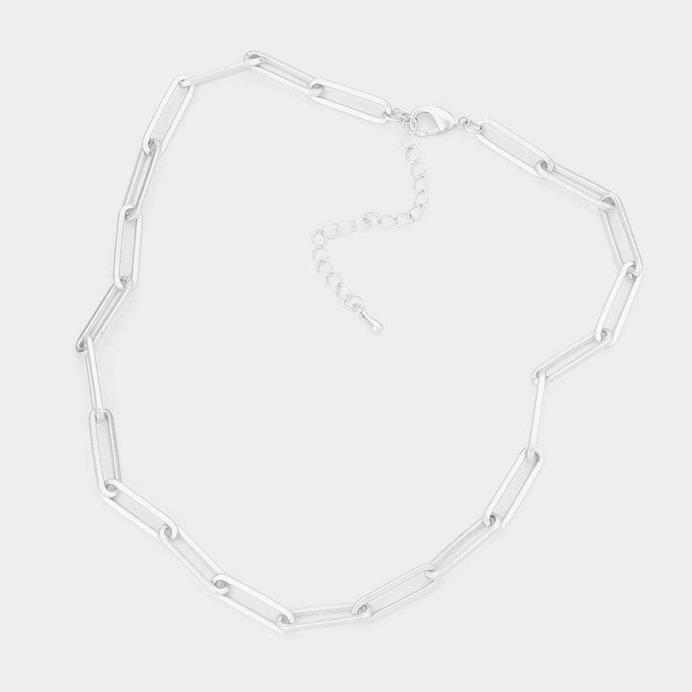 Open Metal Oval Link Necklace