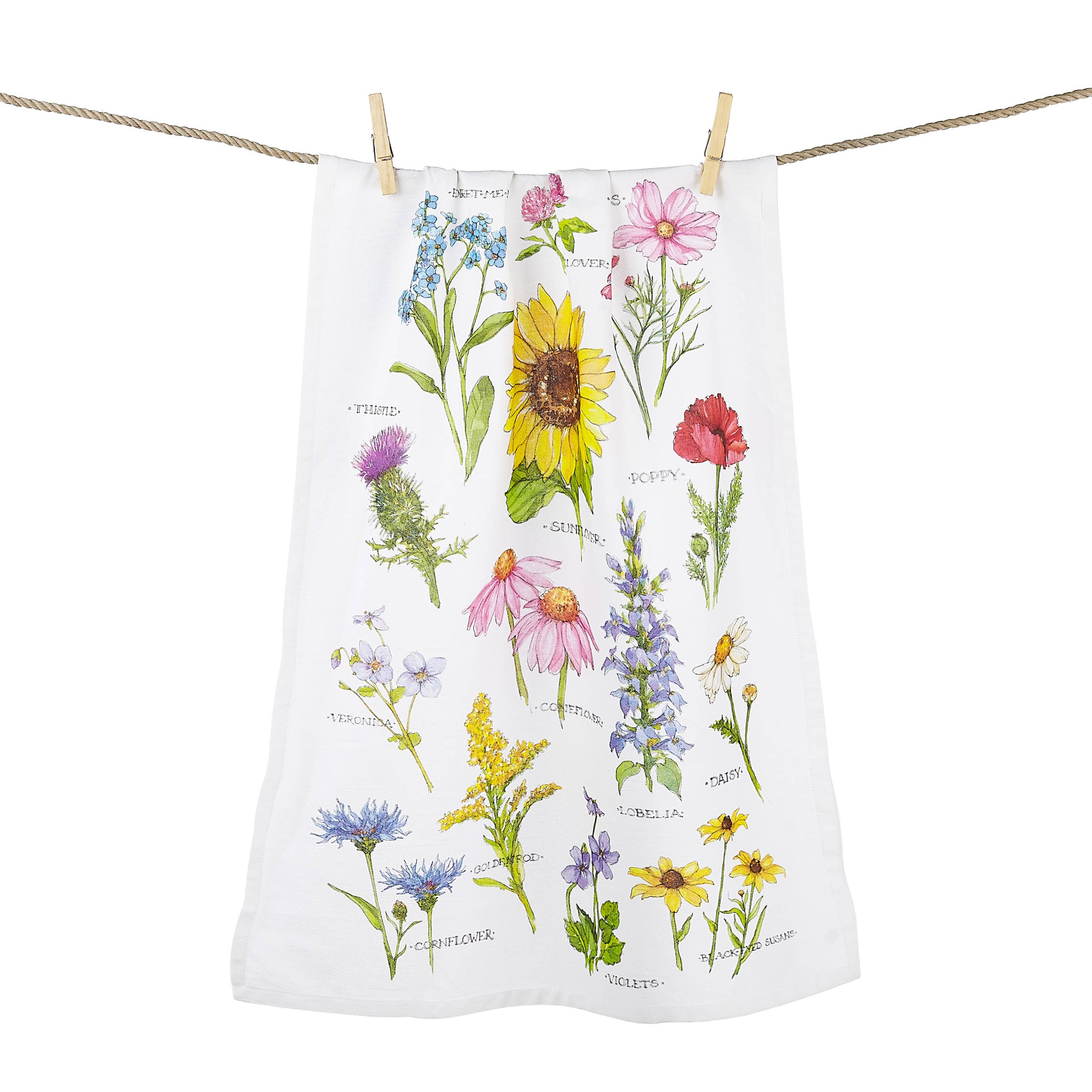 7656. Field Guide Wildflower Printed Kitchen Towel - Sally Eckman Roberts
