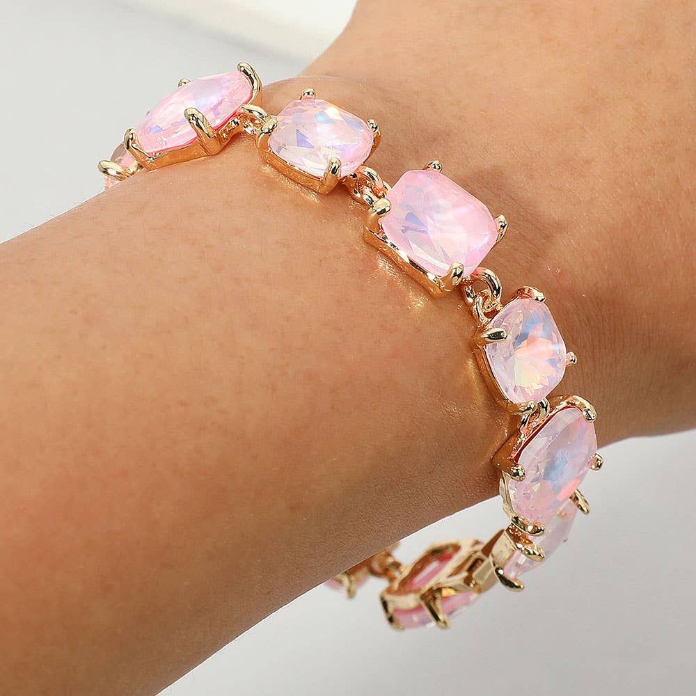 Cushion Square Stone Link Evening Bracelet