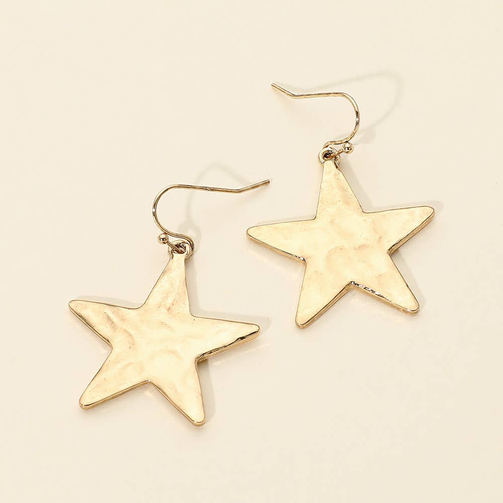 Hammered Metal Star Drop Earrings