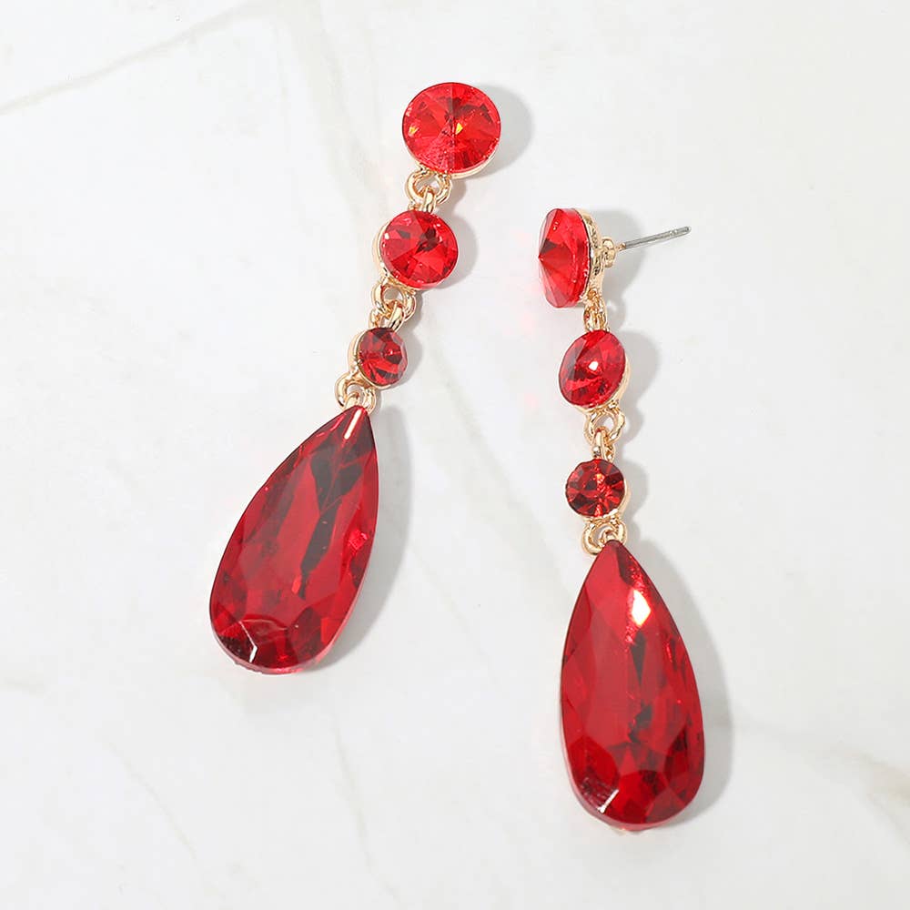 Elegant Multi Faceted Crystal Dangle Statement Earrings