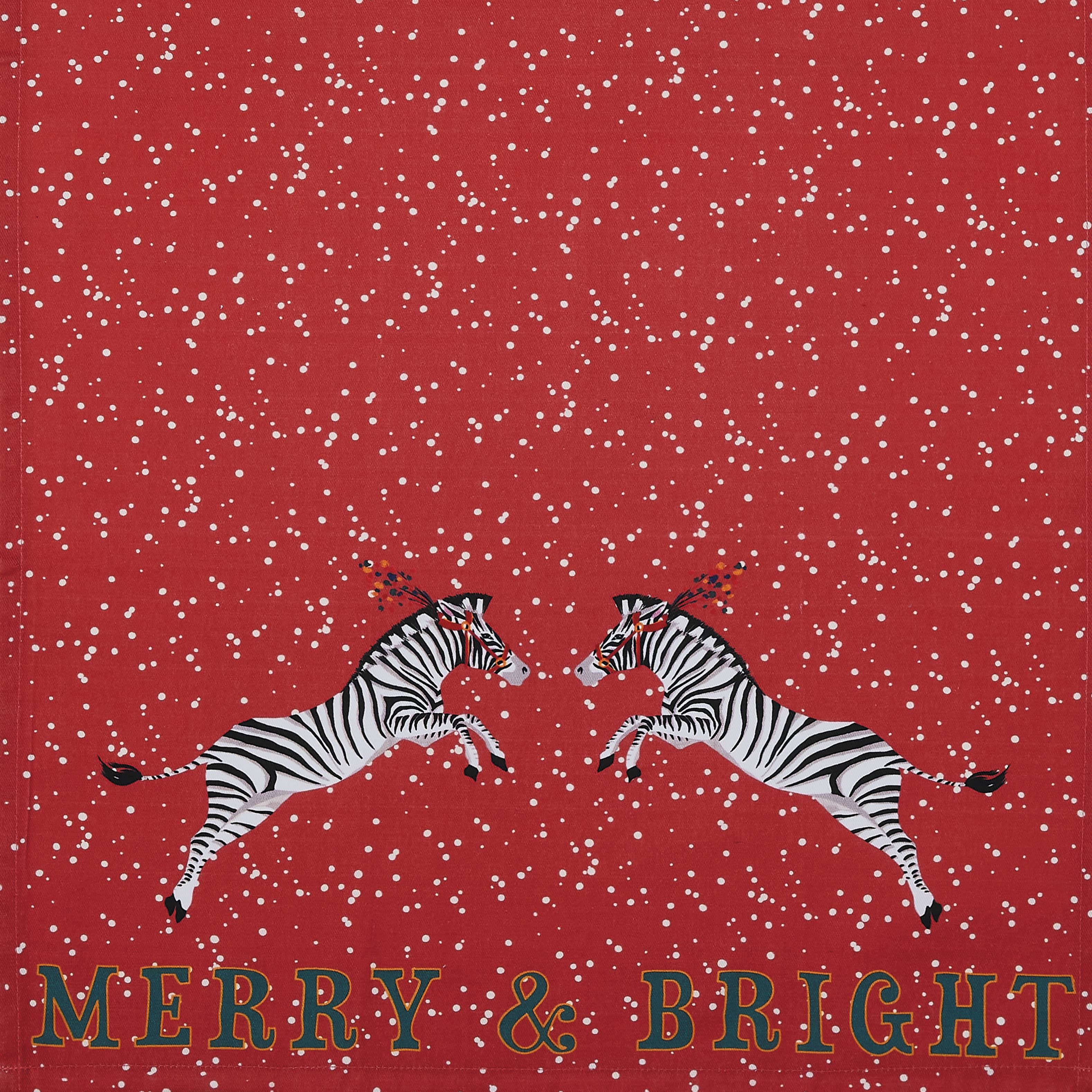 7651. Red Zebra With Tassels Kitchen Towel