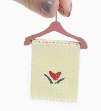 8312. Miniature  Hand Towel on Painted Wood Hanger