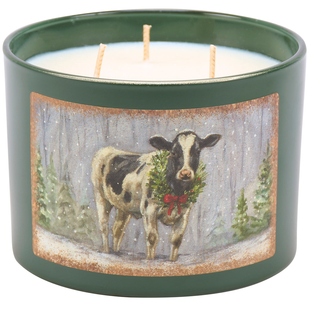 Snowy Cow Candle