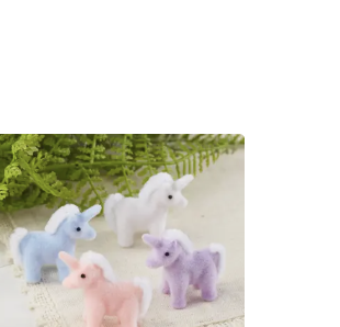 8305. 1" Flocked Assorted Color Mini Unicorn